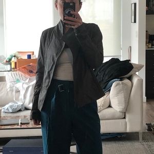 Grey leather theory blazer
